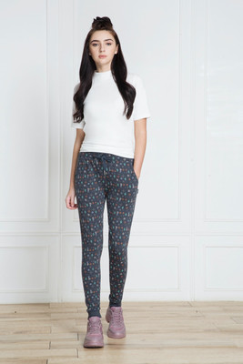 VAN HEUSEN Athleisure 4 Way Stretch And Functional Pocket Printed Women Dark Blue Track Pants