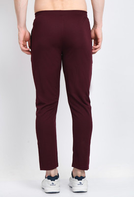Crease & Clips Colorblock Men Maroon Track Pants