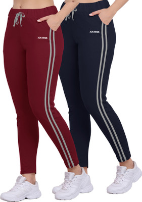 NATRIS Solid, Striped Women Multicolor Track Pants