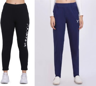 zazbi Printed Women Black Track Pants