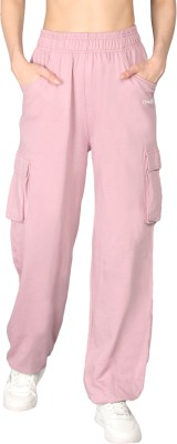 CHKOKKO Solid Women Pink Track Pants