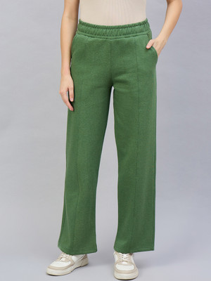 98 Degree North Solid Women Green Track Pants