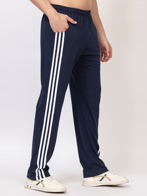 Zeffit Striped Men Blue Track Pants