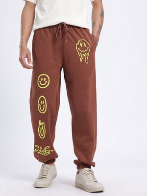 Glitchez Chevron/Zig Zag Men Brown Track Pants