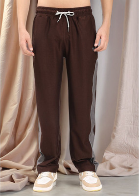 Resteez Striped Men Brown Track Pants