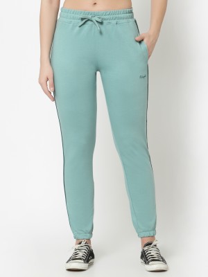 Club York Striped Women Light Green Track Pants