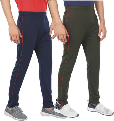 ALFA Striped Men Dark Green Track Pants