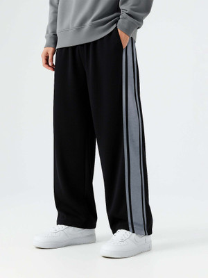 MANIAC Colorblock Men Black Track Pants
