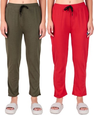 TSPORT Solid Women Green, Red Track Pants