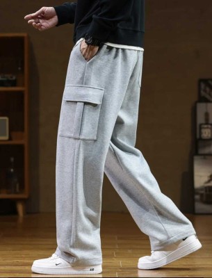 DFC Customs Solid Men Grey Track Pants