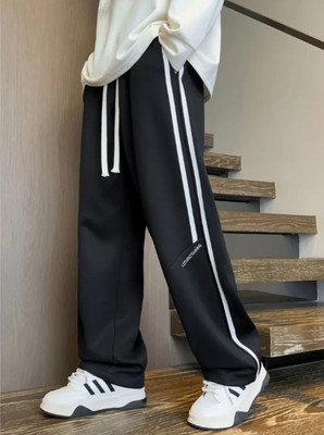LOTHRIC Striped Men Black Track Pants