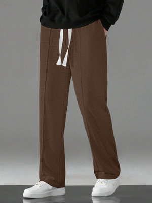 KAJARU Self Design Men Brown Track Pants