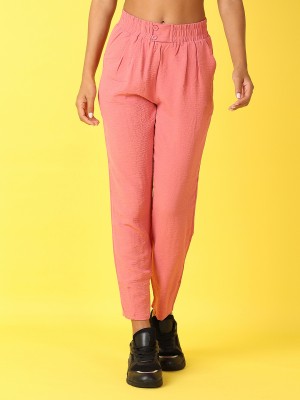 V-MART Solid Women Pink Track Pants