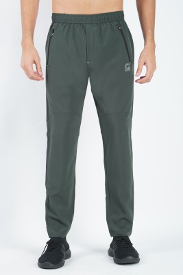 GOTO Self Design Men Olive Track Pants