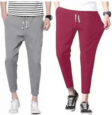 RDX Solid Men Red, Grey Track Pants