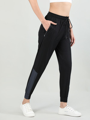 CHKOKKO Colorblock Women Black Track Pants
