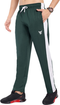 Go Devil Striped Men Green Track Pants