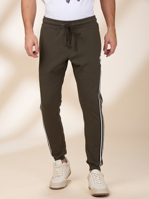 BEING HUMAN Striped Men Green Track Pants