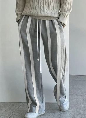 Be Savage Striped Men Grey Track Pants