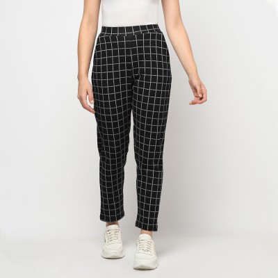 TRUFIT Checkered Women Black Track Pants