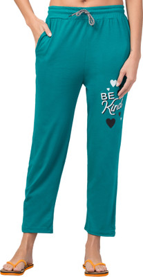 KLAXXY ENTERPRISES Self Design Women Light Blue Track Pants