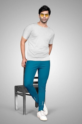 KANEGGYE Solid Men Light Blue Track Pants