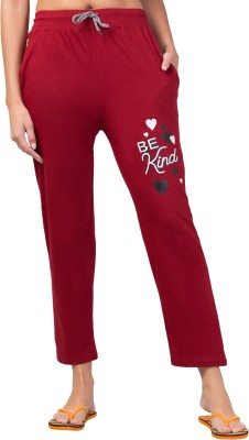 KLAXXY Solid Women Maroon Track Pants