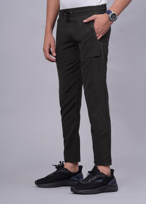 PS COLLECTION Solid Men Black Track Pants