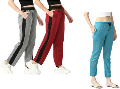 IndiWeaves Solid, Striped Women Multicolor Track Pants