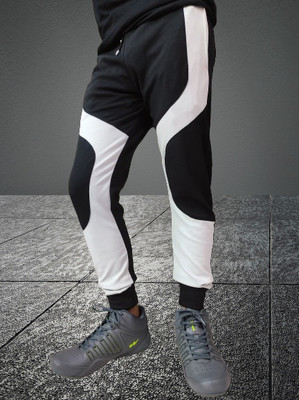 RusticBlooms Colorblock Men Black Track Pants