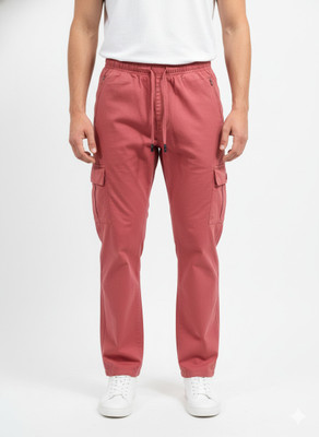 VOMAZO Solid Men Maroon Track Pants