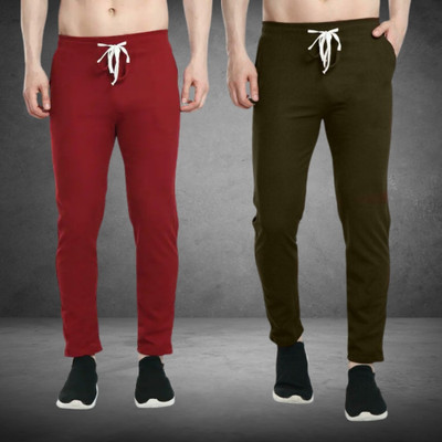 STYLERAGS Solid Men Olive, Maroon Track Pants