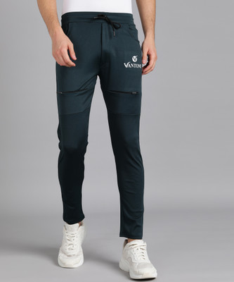 VANTOM Solid Men Dark Green Track Pants
