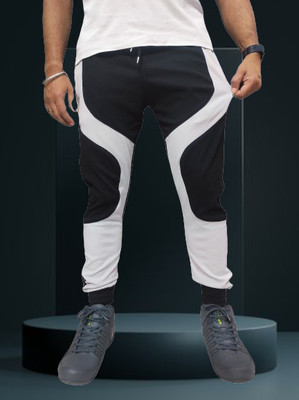 RusticBlooms Colorblock Men Black Track Pants
