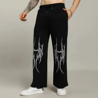 Sompal Traders Printed Men Black Track Pants