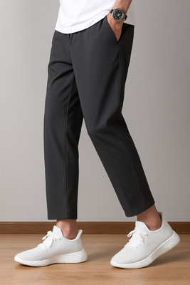 TRIP MART Solid Men Black Track Pants