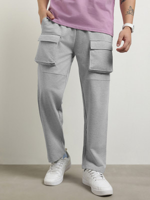 NOBERO Solid Men Grey Track Pants