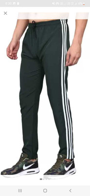 Relaxable Striped Men Green Track Pants
