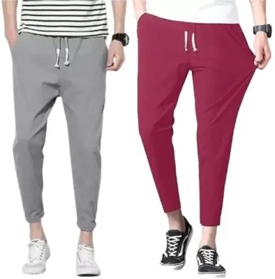 SP FASHION Solid Men Black, Maroon Track Pants