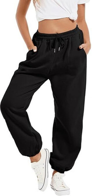 WARCOURT Solid Women Black Track Pants