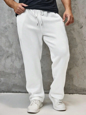 Dockstreet Solid Men White Track Pants