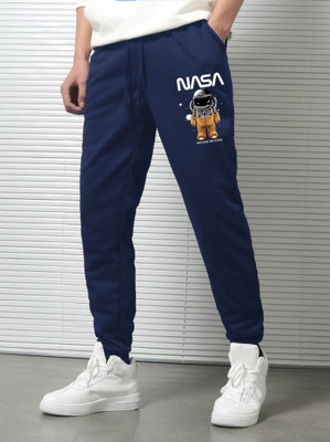 HouseOfCommon Printed Men Dark Blue Track Pants
