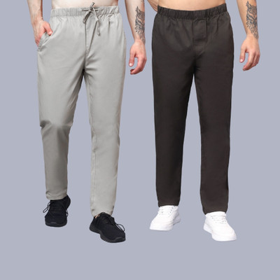 HAUWER Self Design Men Grey, Brown Track Pants