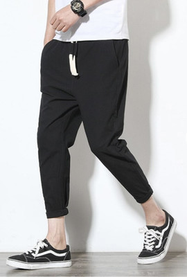 FABLOID Solid Men Black Track Pants