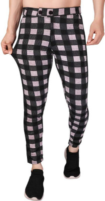 JHON VEGAS Checkered Men Black Track Pants