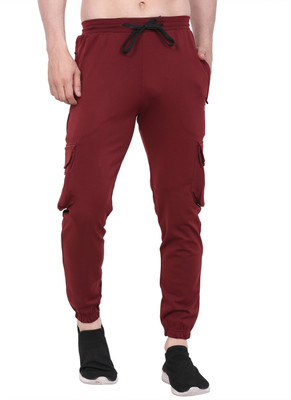 LEXONN Solid Men Maroon Track Pants