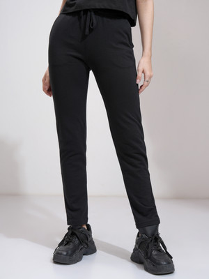 Tokyo Talkies Solid Women Black Track Pants