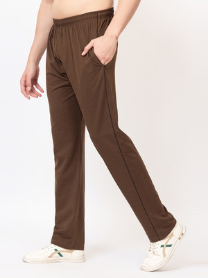 Zeffit Solid Men Brown Track Pants