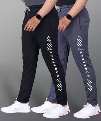 Malakar Printed Men Black, Grey Track Pants