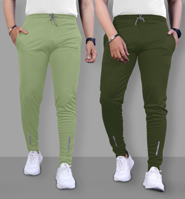 Suzaro Solid Men Olive, Light Green Track Pants